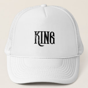 Personalized Custom King Text White Trucker Hats