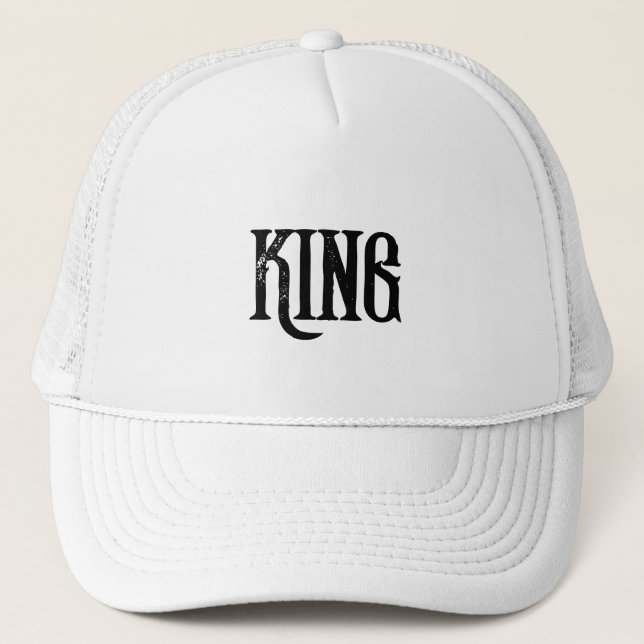 Personalized Custom King Text White Trucker Hats (Front)