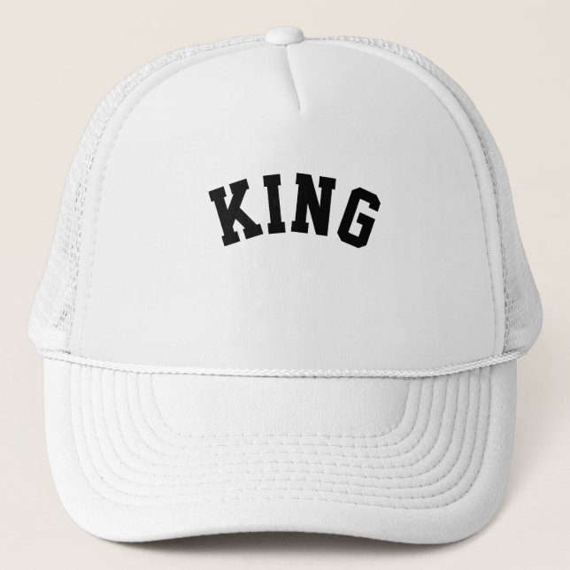 Personalized Custom King Text White Trucker Hats (Front)