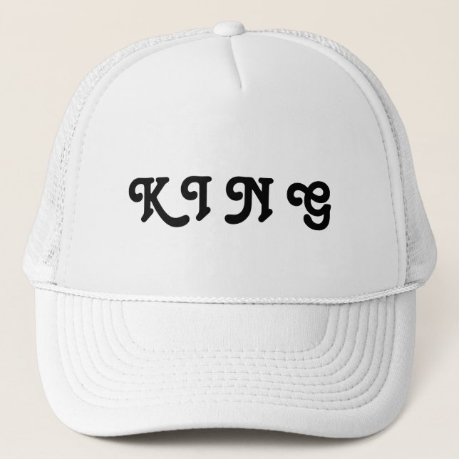 Personalized Custom King Text White Trucker Hats (Front)