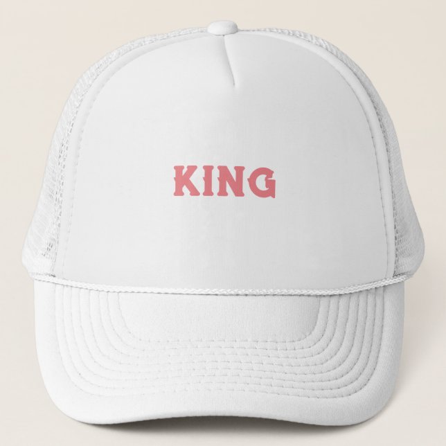 Personalized Custom King Text White Trucker Hats (Front)