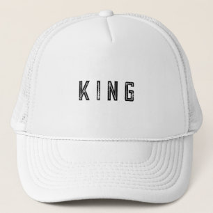 Personalized Custom King Text White Trucker Hats