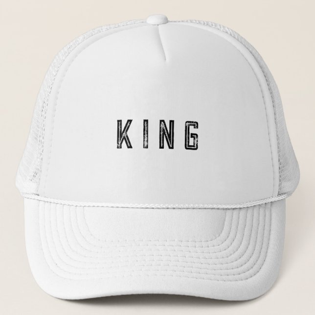 Personalized Custom King Text White Trucker Hats (Front)