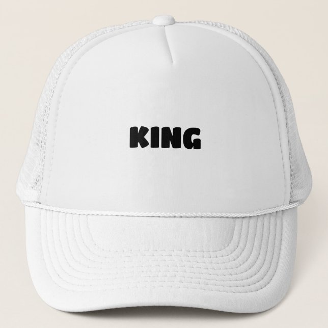 Personalized Custom King Text White Trucker Hats (Front)
