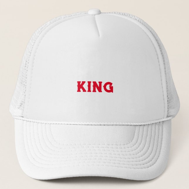 Personalized Custom King Text White Trucker Hats (Front)