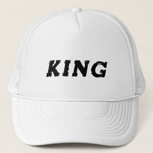 Personalized Custom King Text White Trucker Hats