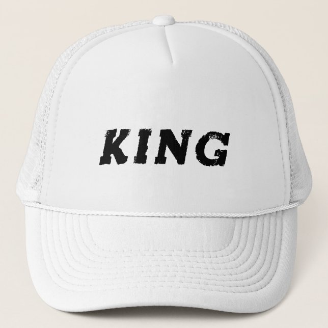 Personalized Custom King Text White Trucker Hats (Front)