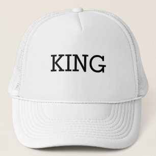 Personalized Custom King Text White Trucker Hats