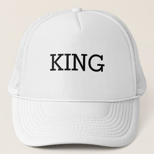 Personalized Custom King Text White Trucker Hats (Front)