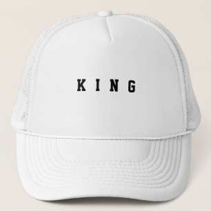 Personalized Custom King Text White Trucker Hats
