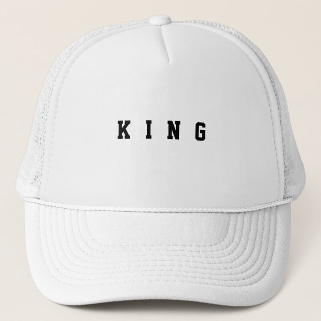 Personalized Custom King Text White Trucker Hats (Front)