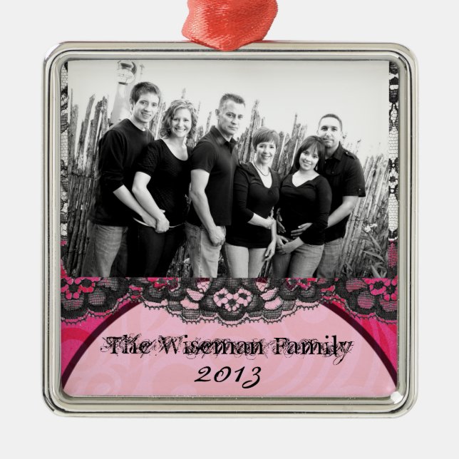 Personalized Custom Lace Zebra Prin PHOTO Ornament (Front)