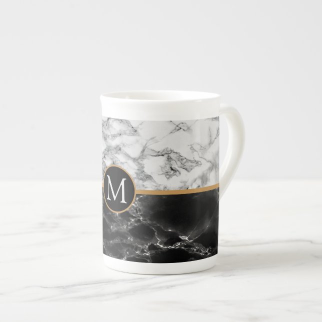 Personalized Custom Letter Bone China Mug (Front Right)