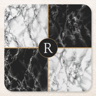 Personalized Custom Letter Paper Coaster Marble