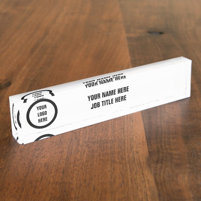 Personalized Custom Logo Elegant Desk Nameplate (Side)
