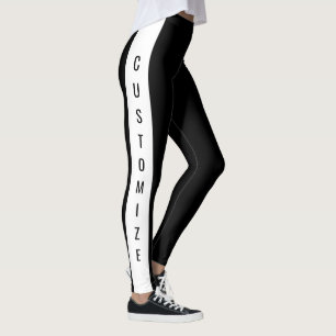 Personalized Custom Made Stylish Chic Black White Leggings