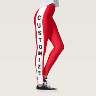 Personalized Custom Made Stylish Chic Red White Leggings