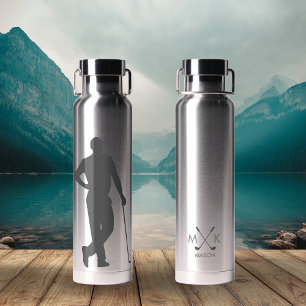 Personalized Custom Male Golfer Water Bottle