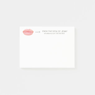 Personalized Custom Minimal Pink Rose Gold Lips Post-it Notes