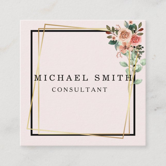 Personalized Custom Minimalist Modern QR Code Logo Square Business Card (Front)