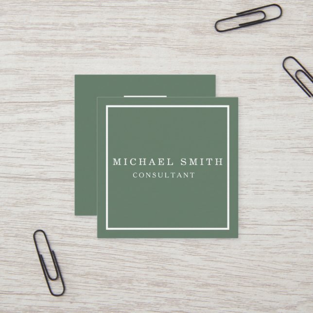 Personalized Custom Minimalist Modern QR Code Logo Square Business Card (Front/Back In Situ)