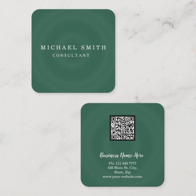 Personalized Custom Minimalist Modern QR Code Logo Square Business Card (Front/Back)