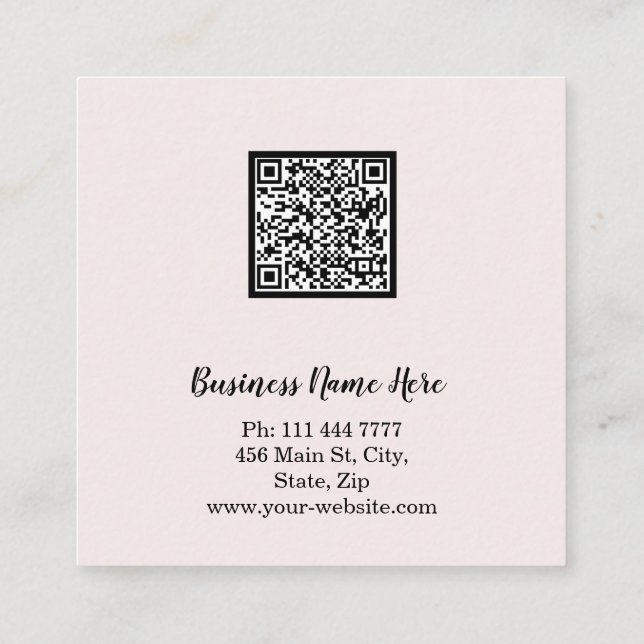 Personalized Custom Minimalist Modern QR Code Logo Square Business Card (Back)