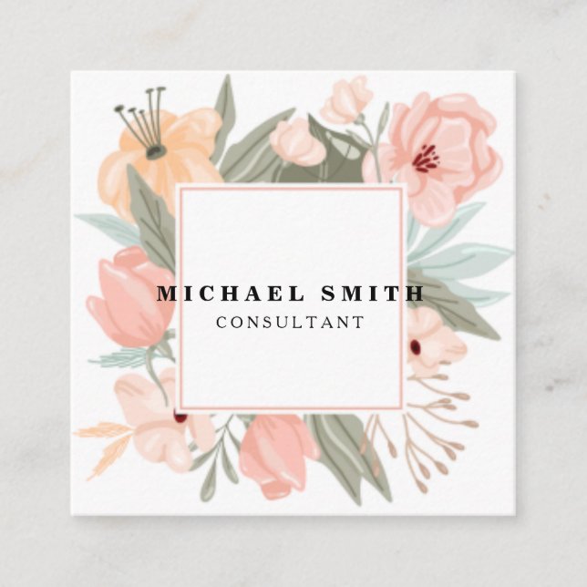 Personalized Custom Minimalist Modern QR Code Logo Square Business Card (Front)