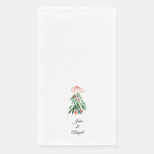 Personalized Custom Mistletoe Christmas II Napkin (Front)