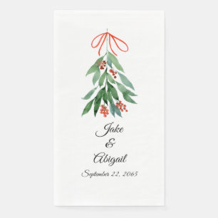 Personalized Custom Mistletoe Christmas Paper Gue Napkin
