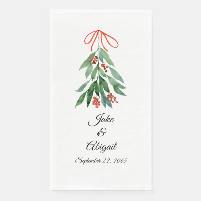 Personalized Custom Mistletoe Christmas  Paper Gue Napkin (Front)