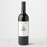 Personalized Custom Mistletoe Merry Christmas Wine Label<br><div class="desc">Couple Names.  Personalized.  Script.  Gift.  Christmas.  Wine Label.  Mistletoe.</div>