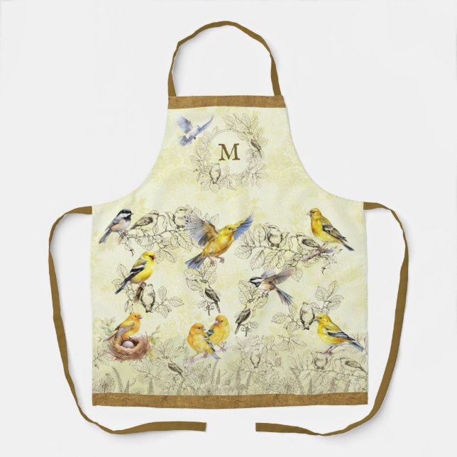 Personalized Custom Monogram Backyard Birds Apron  (Front)