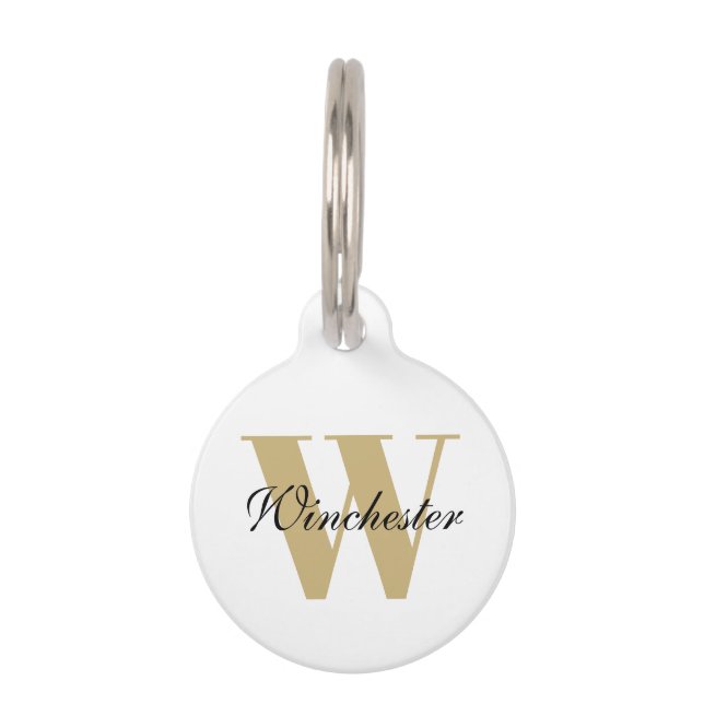 Personalized custom monogram initial script name pet tag (Front)