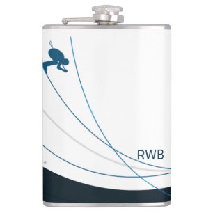 Personalized custom monogram initials ski cabin  g hip flask