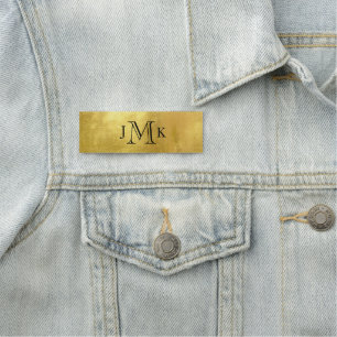 Personalized Custom Monogram Metallic Gold Name Tag
