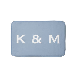 Personalized Custom Monogrammed Blue Grey Bath Mat
