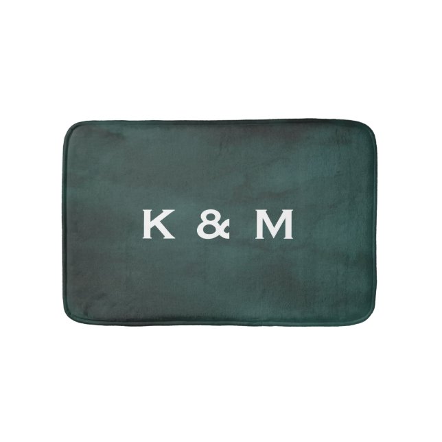 Personalized Custom Monogrammed Dark Slate Grey Ba Bath Mat (Front)