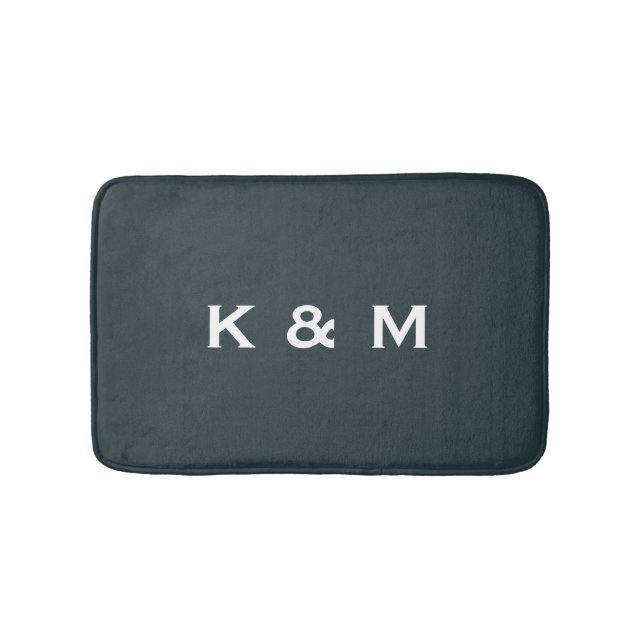 Personalized Custom Monogrammed Dark Slate Grey Bath Mat (Front)