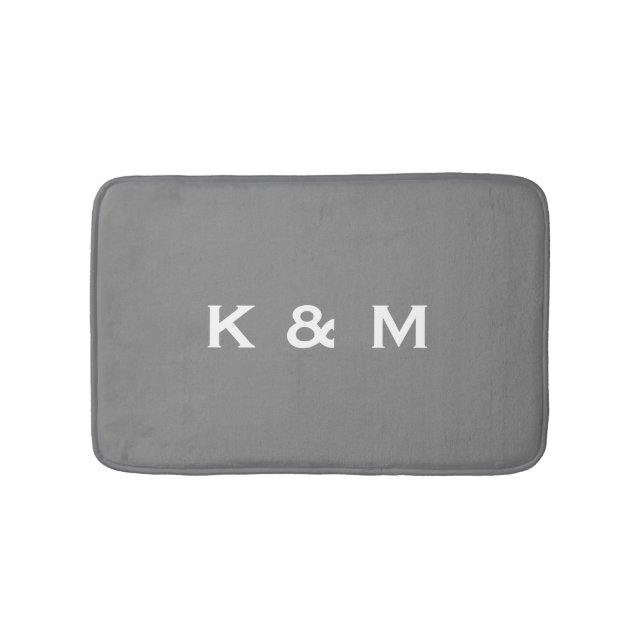 Personalized Custom Monogrammed Grey or Grey Bath Mat (Front)