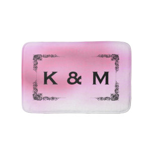 Personalized Custom Monogrammed Pink Swirl Bath Mat
