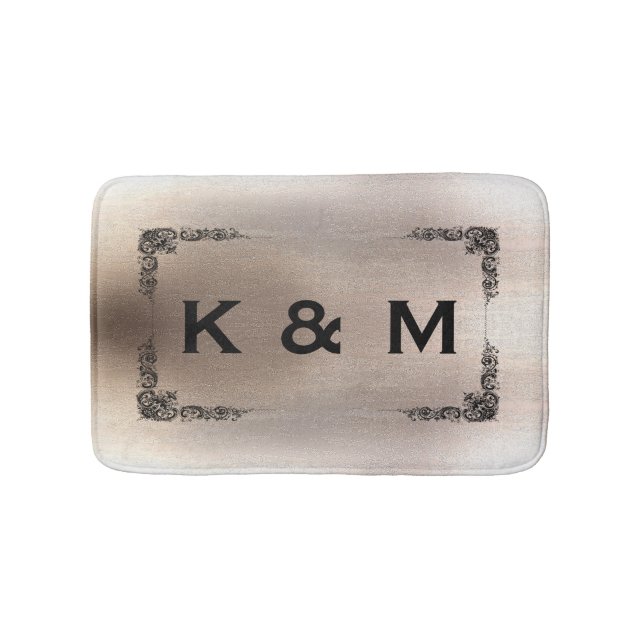 Personalized Custom Monogrammed Swirl Bath Mat (Front)