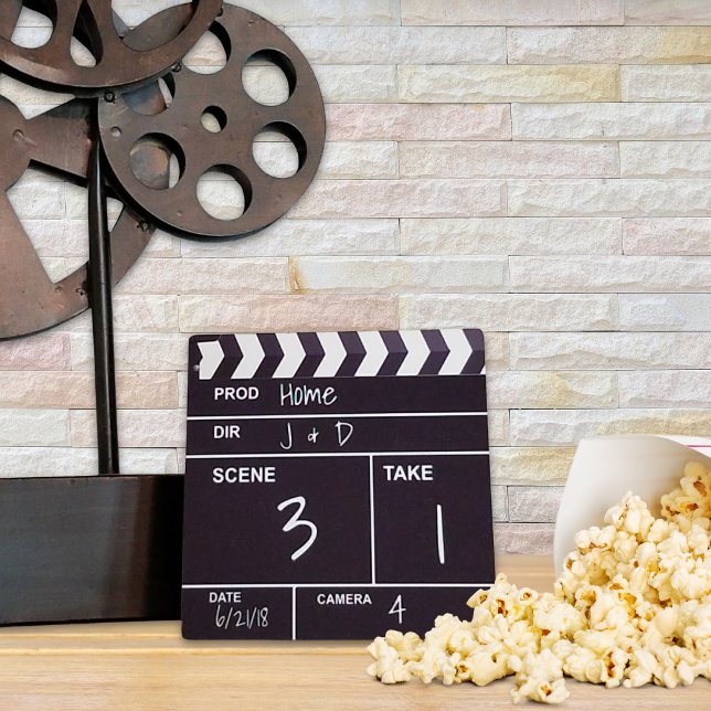 Personalized Custom Movie Clapboard Home Theatre Plaque (Personalize this cute movie clapboard with your own text! You have a choice of fonts, too.)