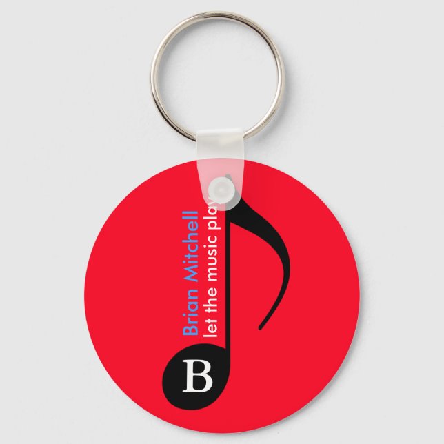 personalized / custom music note keychain (Front)