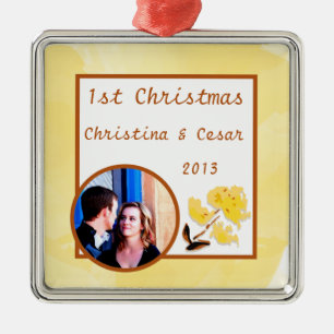 Personalized Custom Mustard Yellow Poppy Flower Br Metal Ornament