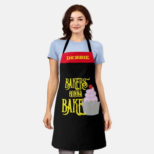 Personalized Custom Name Bakers Gonna Bake Funny  Apron (Worn)