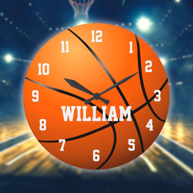Personalized Custom Name Basketball Large Clock (Creator Uploaded)