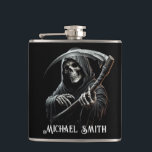 Personalized Custom Name Black Grim Reaper Hip Flask<br><div class="desc">Personalized Custom Name Black Grim Reaper Flask Looking for the perfect gift for a horror-loving guy? This Personalized Grim Reaper Flask is the ideal present for anyone who loves Halloween, scary movies, and all things dark and macabre. Whether you're shopping for a Halloween enthusiast, a fan of creepy aesthetics, or...</div>