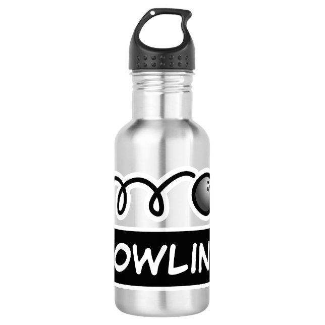 Personalized custom name bowling ball logo 532 ml water bottle (Front)
