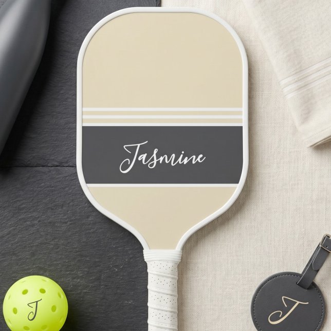 Personalized Custom Name Butter Yellow Grey Pickleball Paddle (Creator Uploaded)